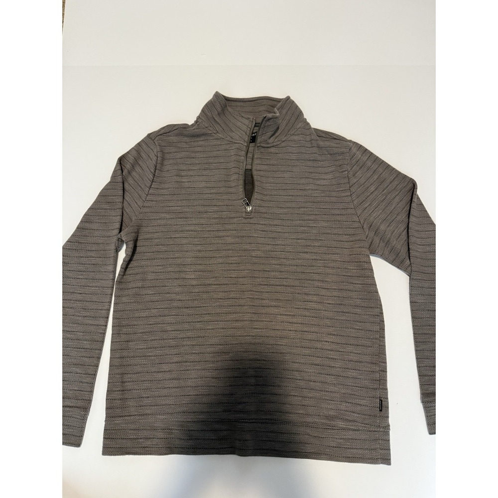 Dockers Men Sweater Small Quarter Zip Gray Textured Stripes Business Casual